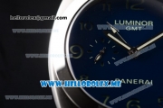 Panerai Luminor GMT PAM437 Asia ST25 Automatic Steel Case with Blue Dial and Blue Leather Strap Arabic Numeral Markers