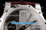 Antoine Preziuso Tourbillons Mega Tourbillon Swiss Manual Winding Steel Case with Silver/Skeleton Dial and Brown Leather Strap