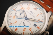 IWC Schaffhausen Portugieser Automatic Movement Steel Case with White Dial and Orange Arabic Numerals/Stick Markers