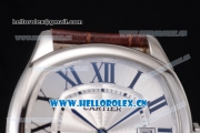 Cartier Drive de Cartier Asia ST16 Automatic Steel Case with Silver Dial Roman Numeral Markers and Brown Leather Strap