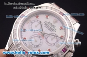 Rolex Daytona Chronograph Swiss Valjoux 7750 Automatic Steel Case with Diamond Bezel and White MOP Dial