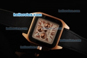 Cartier Santos 100 Chronograph Quartz Movement Rose Gold Case with White Dial and PVD Bezel