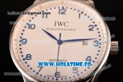 IWC Portugieser Asia 2813 Automatic Full Steel with White Dial and Blue Arabic Numeral Markers