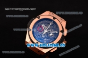 Hublot King Power Swiss Valjoux 7750 Automatic Rose Gold Case with Black Skeleton Dial and Black Rubber Strap (YR)