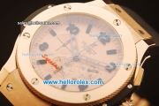 Hublot Big Bang Chronograph Miyota Quartz Rose Gold Case with Rose Gold Dial and Black Rubber Strap-7750 Coating