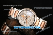 Cartier Rotonde De Miyota Quartz Two Tone Case with Silver Dial and Rose Gold/Steel Bracelet