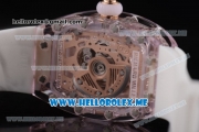 Richard Mille RM 07-02 Miyota 9015 Automatic Pink Sapphire Case with White Rubber Strap and White MOP Dial White Markers