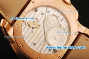 Cartier Calibre Swiss Tourbillon Manual Winding Movement Rose Gold Case with Brown Leather Strap