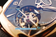 Parmigiani Kalpa XL Swiss Tourbillon Manual Winding Movement Rose Gold Case with Black Leather Strap