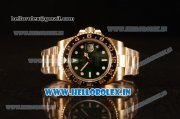 Rolex GMT-Master II Clone Rolex 3135 Automatic Yellow Gold Case With Ceramic Bezel Green Dial 116718LN (BP)