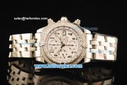 Breitling Chronomat Evolution Chronograph Swiss Valjoux 7750 Automatic Movement Steel Case with Diamond Bezel and White Dial