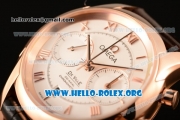 Omega De Ville Co-axial Chronograph Clone Omega 9300 Automatic Rose Gold Case with White Dial and Black/Brown Leather Strap (EF)