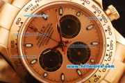 Rolex Daytona Swiss Valjoux 7750 Automatic Movement Full Rose Gold with Orange Dial and Black Subdials