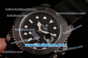 Rolex Submariner Stealth Swiss ETA 2836 Automatic PVD Case with White Markers Black Nylon Strap and Black Dial