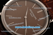 Patek Philippe Calatrava Miyota OS2035 Quartz Steel Case with Brown Dial and Stick Markers