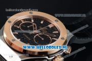 Hublot Classic Fusion Chronograph Swiss Valjoux 7750 Automatic Rose Gold Case with Black Dial Stick Markers and Black Genuine Leather Strap