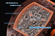 Richard Mille RM011 Swiss Valjoux 7750-SHG Automatic Brown PVD Case with Orange Rubber Strap and Skeleton Dial