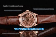 Patek Philippe Complicated Skeleton Asia Automatic Rose Gold Case with Skeleton Dial and Brown Leather Strap (GF)