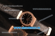 Hublot Classic Fusion 9015 Auto Rose Gold Case with Black Dial and Black Leather Strap