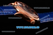 Rolex Cellini Time Asia 2813 Automatic Rose Gold Case with Rose Gold Stick Markers and Blue/Black Dial