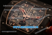 Richard Mille RM 011 Romain Grosjean Chronograph Miyota 9015 Automatic Carbon Fiber Case with Skeleton Dial and Rubber Strap (KV)