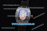 Richard Mille RM052 Miyota 9015 Automatic PVD/Rose Gold Case with Black Rubber Strap and Skull Dial PVD Bezel