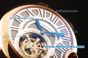 Cartier Ballon Bleu de Cartier Swiss Tourbillon Manual Winding Movement Gold Case with Roman Numerals-Black Leather Strap