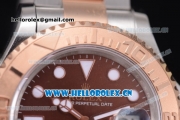 Rolex Yacht-Master 40 Clone Rolex 3135 Automatic Two Tone Case/Bracelet with Brown Dial and Dot Markers (BP)