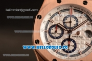 Audemars Piguet Royal Oak Offshore Summer Edition Chrono Clone AP Calibre 3126 Automatic Rose Gold Case with White Dial Stick Markers and White Rubber Strap - 1:1 Original (JF)