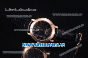 Audemars Piguet Jules Audemars Clone AP Calibre 3120 Automatic Rose Gold Case with Black Dial Roman Numeral Markers and Black Leather Strap (EF)