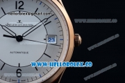 Jaeger-LECoultre Master Grande Ultra Thin Miyota 9015 Automatic Rose Gold Case with Sector Dial Arabic Numeral Markers and Brown Leather Strap