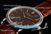 Patek Philippe Calatrava Miyota Quartz Steel Case with Silver Stick Markers and Brown Dial