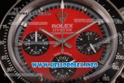 Rolex Daytona Vintage Chrono Miyota OS20 Quartz Steel Case/Bracelet with Silver Markers and Red Dial - Black Inner Bezel