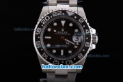 Rolex GMT-Master Oyster Perpetual Date Swiss ETA 2836 Automatic with Black Ceramic Bezel and Black Dial-White Marking and Small Calendar
