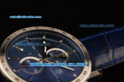 Tag Heuer Carrera Chronograph Miyota Quartz Movement Steel Case with Blue Dial and Blue Leather Strap