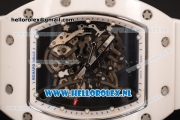 Richard Mille RM 055 9015 Auto Ceramic Case with Skeleton Dial and White Rubber Strap - 1:1 Origianl (KV)