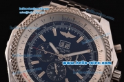 Breitling Bentley 6.75 Big Date Automatic Movement Silver Case with Black Dial and Honeycomb Bezel-SS Strap
