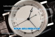 Breguet Classique Japanese Miyota 9015 Automatic Movement Steel White Dial and Roman Numeral Markers Leather Strap (FF)