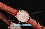IWC Portofino Vintage Swiss ETA 2892 Automatic Rose Gold Case with Brown Leather Strap and White Dial
