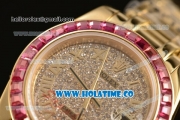 Rolex Datejust Pearlmaster 39MM Asia 2813 Automatic Yellow Gold Case/Bracelet with Diamonds Dial and Sapphires Bezel