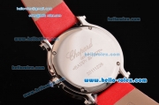 Chopard Happy Sport - Mickey Swiss Quartz Stainless Steel Case with Red Leather Strap and White MOP Dial