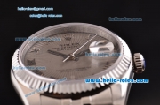 Rolex Datejust Swiss ETA 2836 Automatic Steel Case with Roman Numeral Markers Gray Dial and Stainless Steel Strap