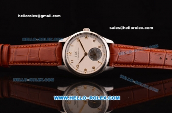 IWC Portuguese Swiss ETA 2836 Automatic Steel Case with White Dial and Gold Numeral Markers - Brown Leather Strap