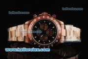 Rolex Daytona II Chronograph Swiss Valjoux 7750 Automatic Movement Brown PVD Case with Black Dial and Brown PVD Strap