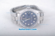 Rolex Day-Date Oyster Perpetual Automatic Diamond Bezel with Blue Dial and Diamond Marking-Small Calendar