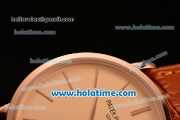 Patek Philippe Calatrava Miyota OS2035 Quartz Rose Gold Case with Champagne Dial and Stick Markers