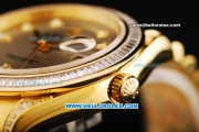 Rolex Day Date II Oyster Perpetual Automatic Movement Full Gold with Diamond Bezel - Diamond Markers and Grey Dial