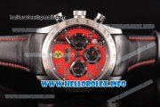 Scuderia Ferrari Chronograph Miyota OS20 Quartz Steel Case with Red Dial Black Leather Strap and Silver Arabic Numeral Markers