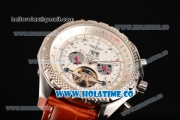 Breitling for Bentley Tourbillon Skeleton Automatic with White Dial and White Bezel-Brown Leather Strap