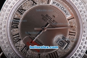 Rolex Day-Date Oyster Perpetual Automatic Diamond Bezel with Grey Dial and Roman Marking-Small Calendar